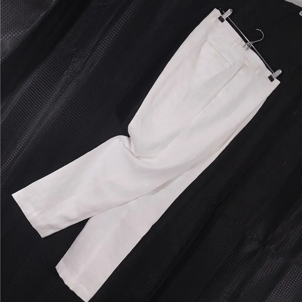 NWOT! CALVIN KLEIN! WHITE LINEN 100%, FLAT FRONT, STRAIGHT LEG PANTS! SZ 38x32